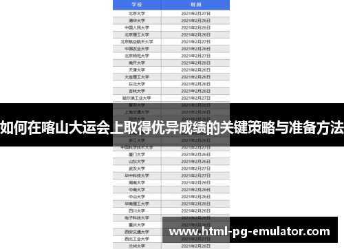 如何在喀山大运会上取得优异成绩的关键策略与准备方法